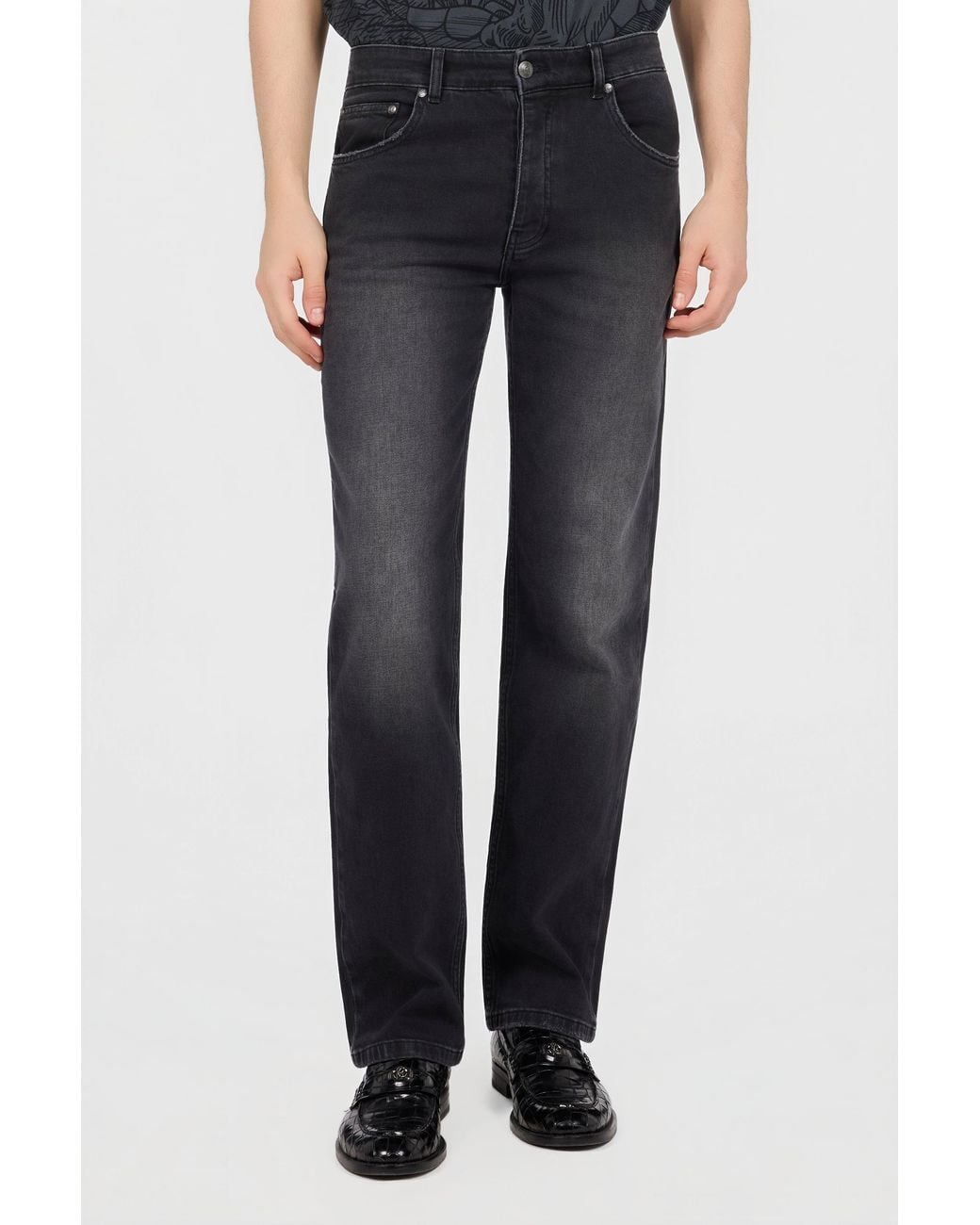 Roberto Cavalli Black Washed Straight Fit Jeans for men