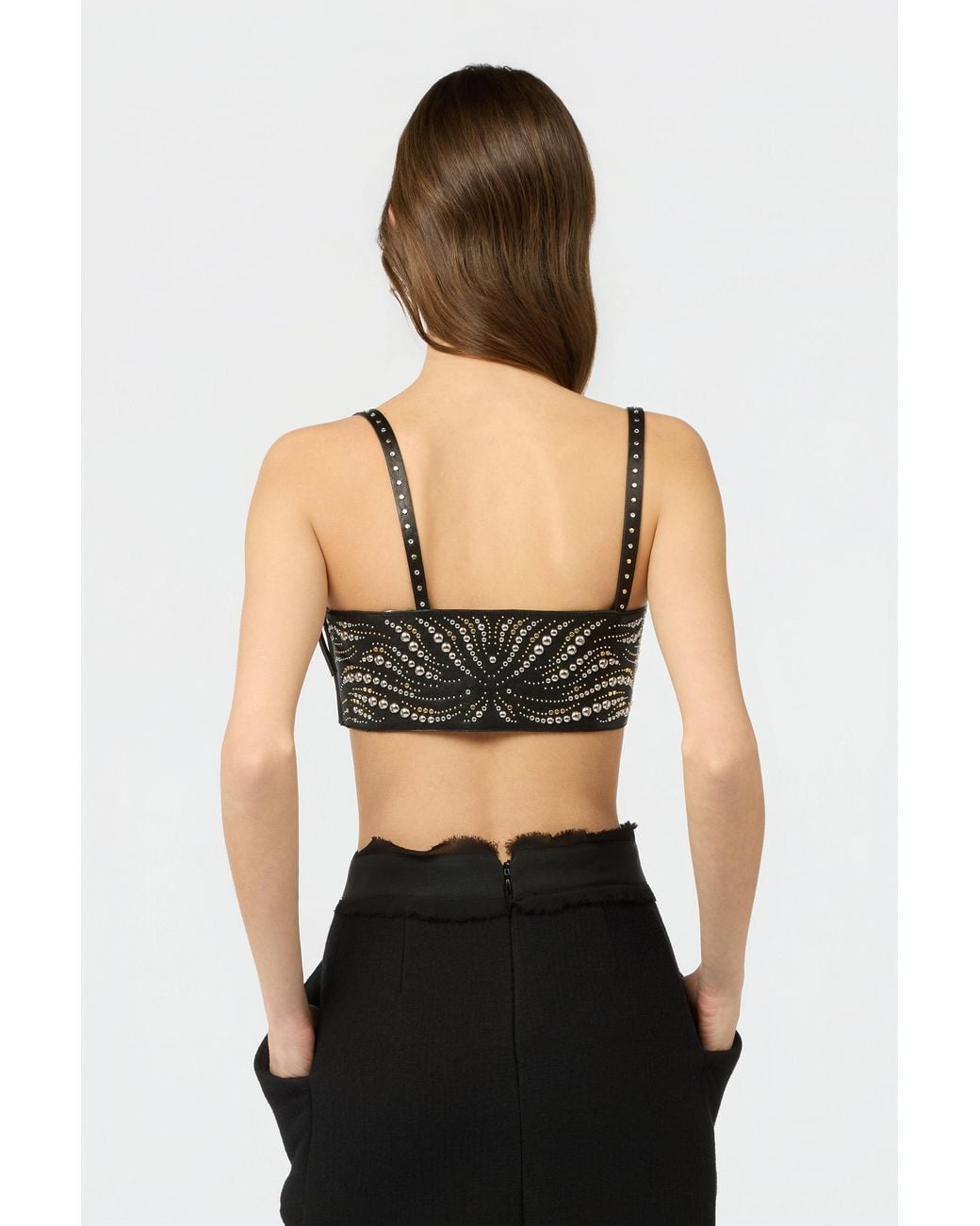 Roberto Cavalli Black Leather Top With Studs