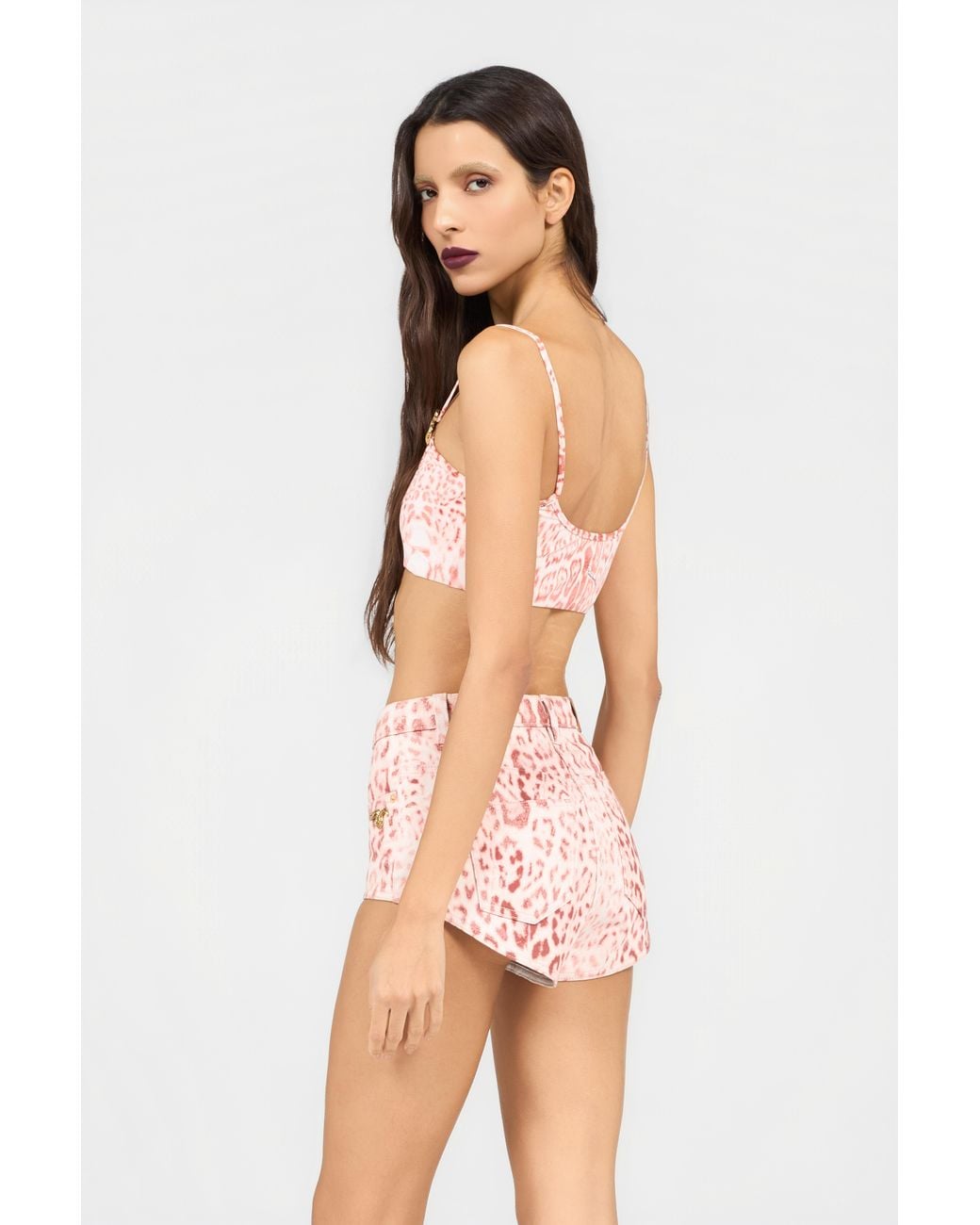 Roberto Cavalli Pink Jaguar Print Top