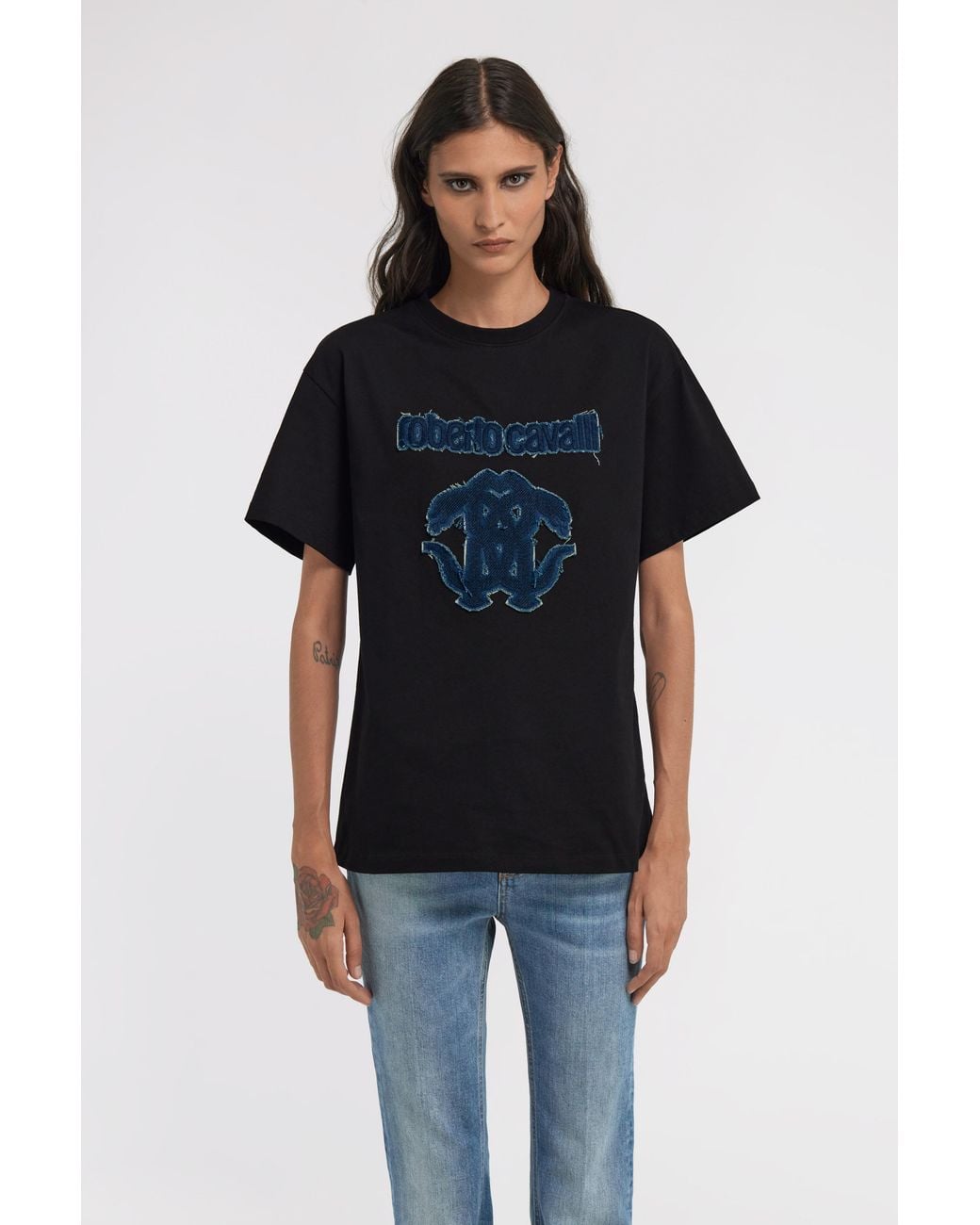 Roberto Cavalli Black Rc Logo T-Shirt