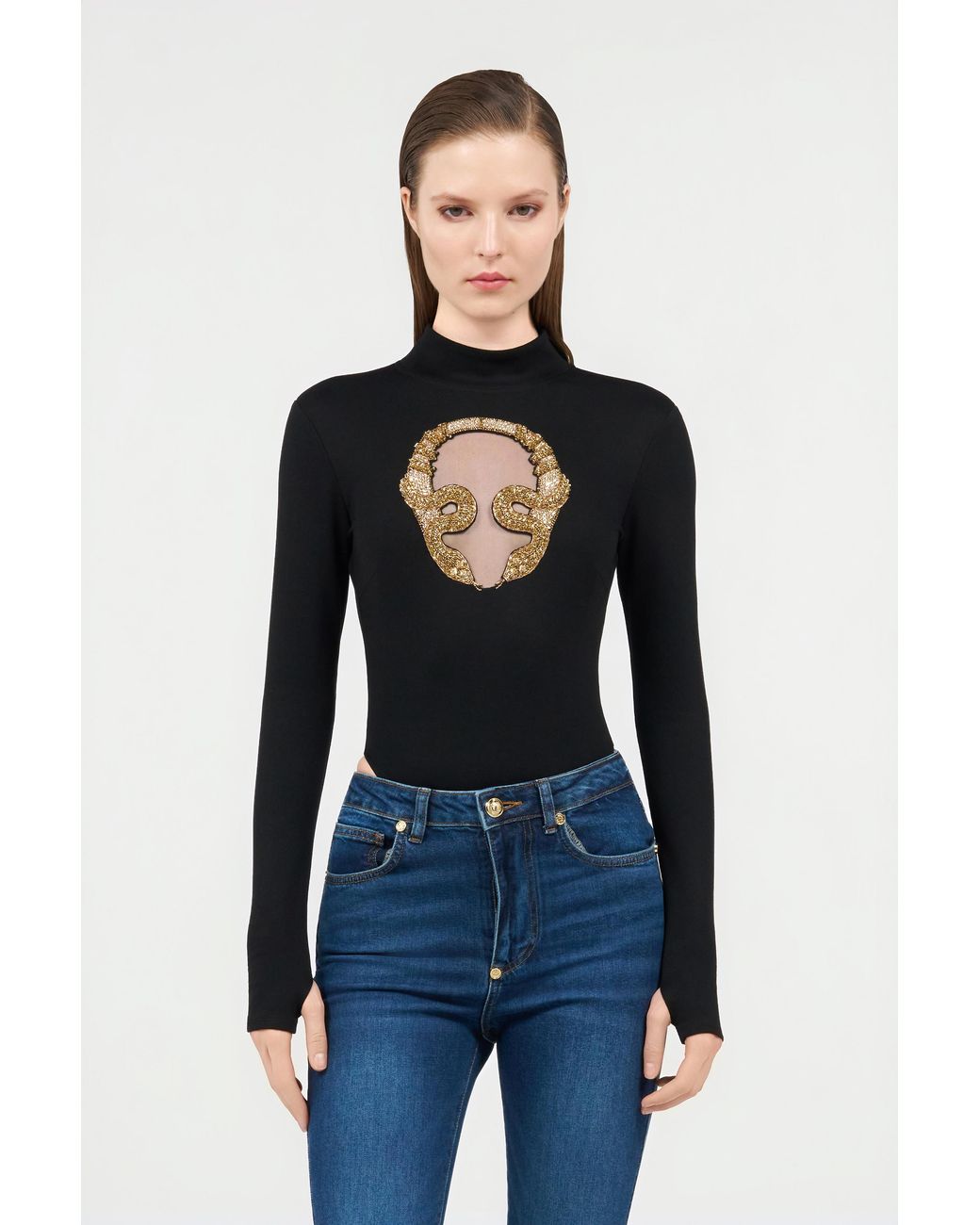 Roberto Cavalli Black Embroidered Top