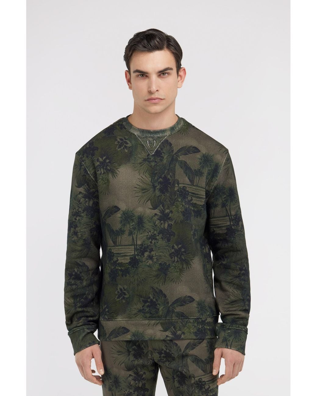 Roberto Cavalli Green Hawaii Printed Sweatshirt for men