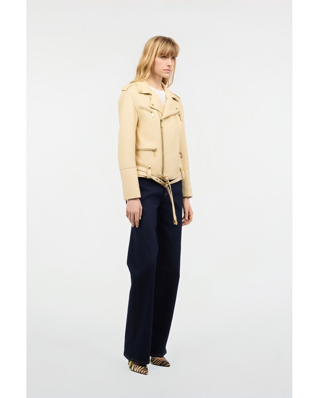 Roberto Cavalli Natural Jacket With Studded Logo