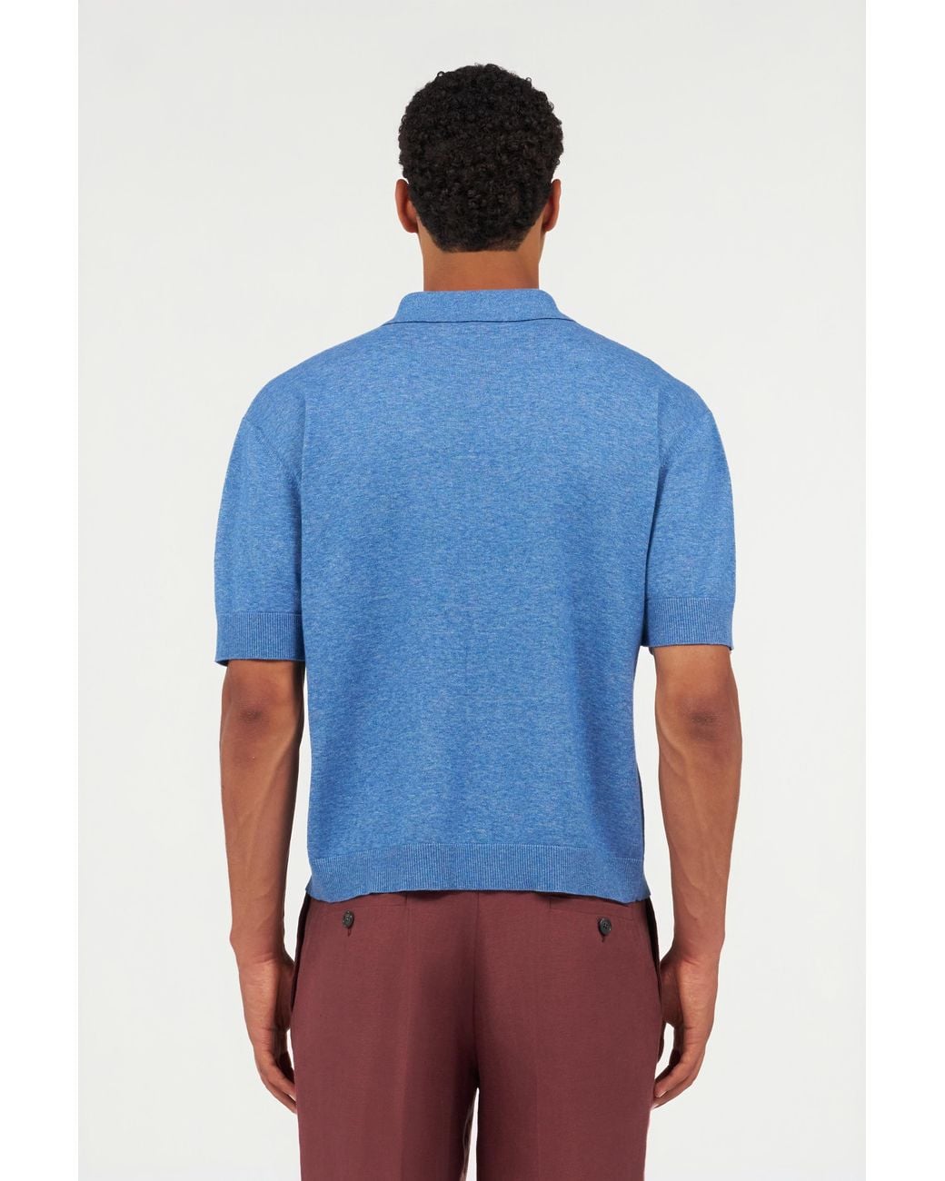 Roberto Cavalli Blue Knit Polo Shirt With Embroidered Logo for men