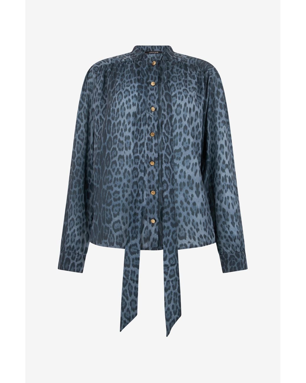 Roberto Cavalli Blue Jaguar Print Shirt