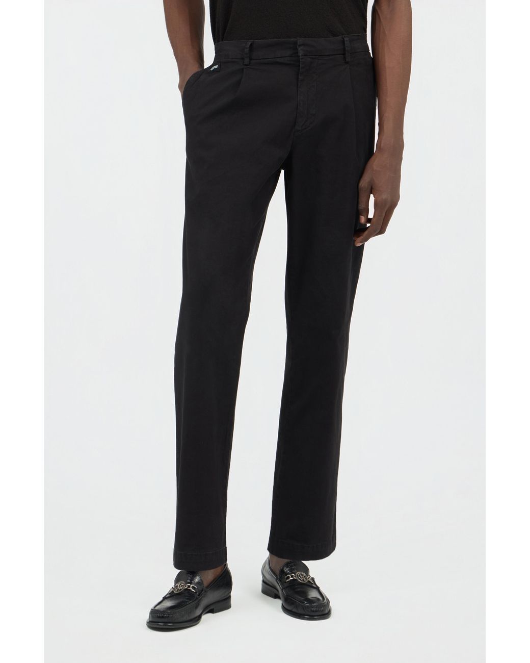 Roberto Cavalli Black Pleated Trousers for men