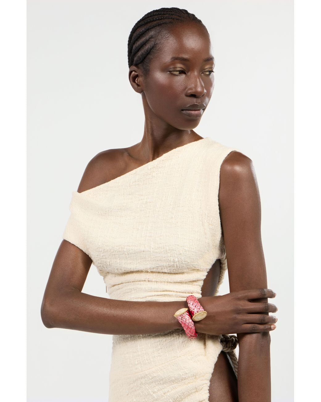 Roberto Cavalli Pink Enameled Scales Wrap Bracelet