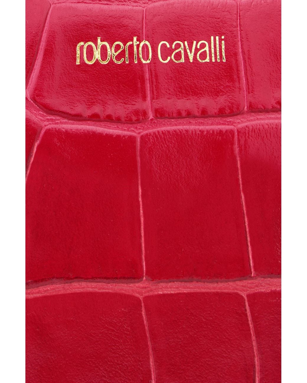 Roberto Cavalli Red Small Antique Rose Crocodile-Effect Wallet