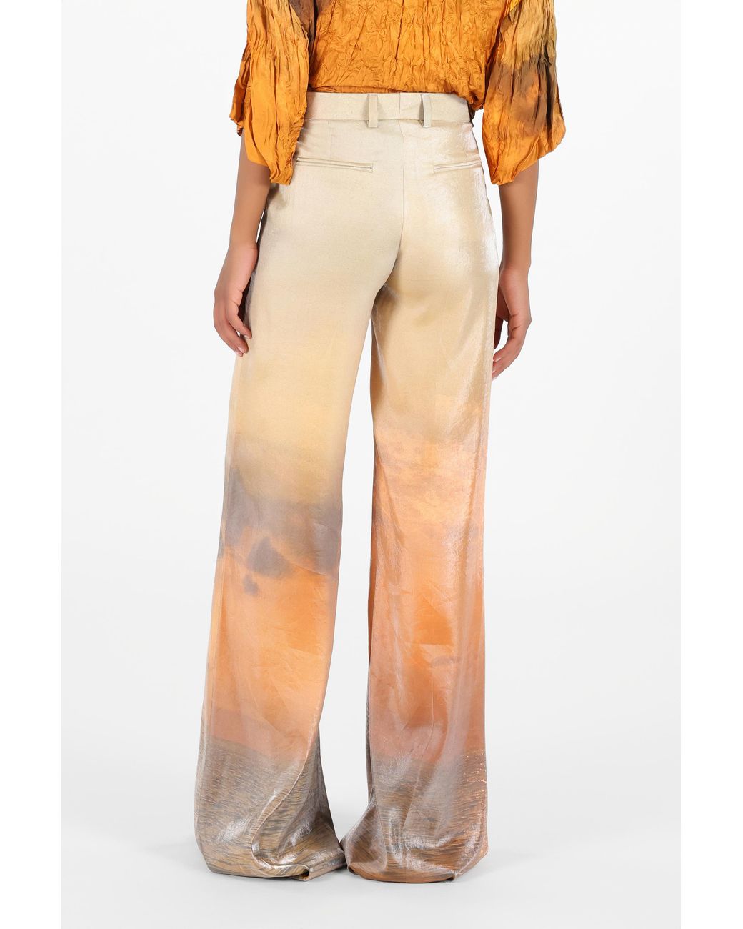 Roberto Cavalli White Sunset Print Palazzo Trousers