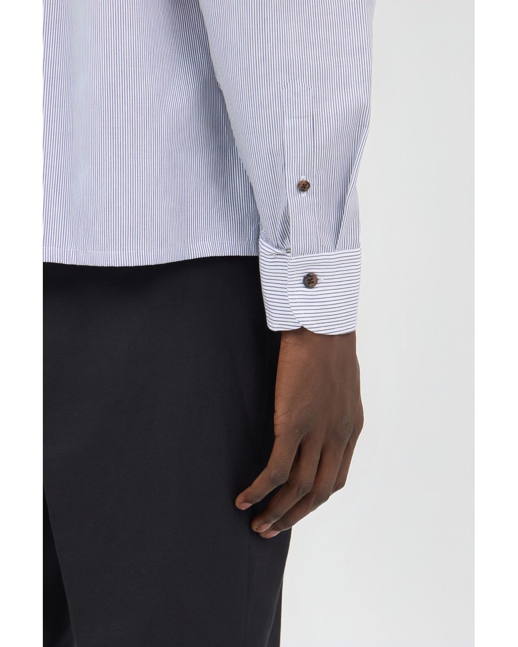 Roberto Cavalli Blue Striped Shirt With Monogram Rc for men