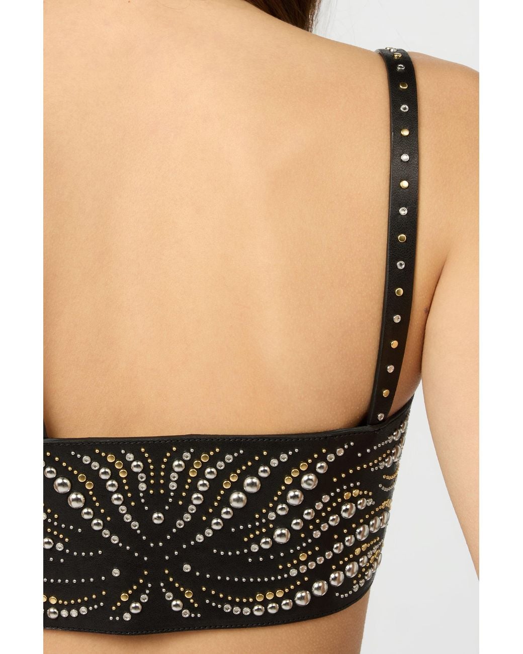 Roberto Cavalli Black Leather Top With Studs