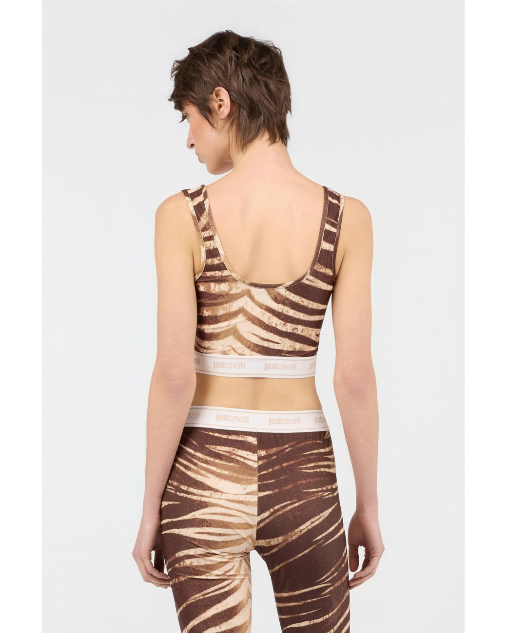Roberto Cavalli Brown Natural Barb Print Top