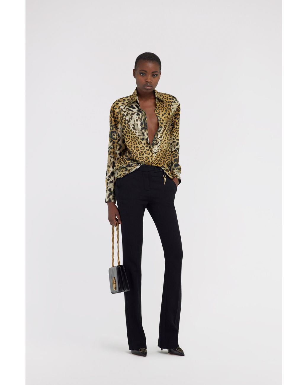 Roberto Cavalli Multicolor Jaguar Skin Print Shirt