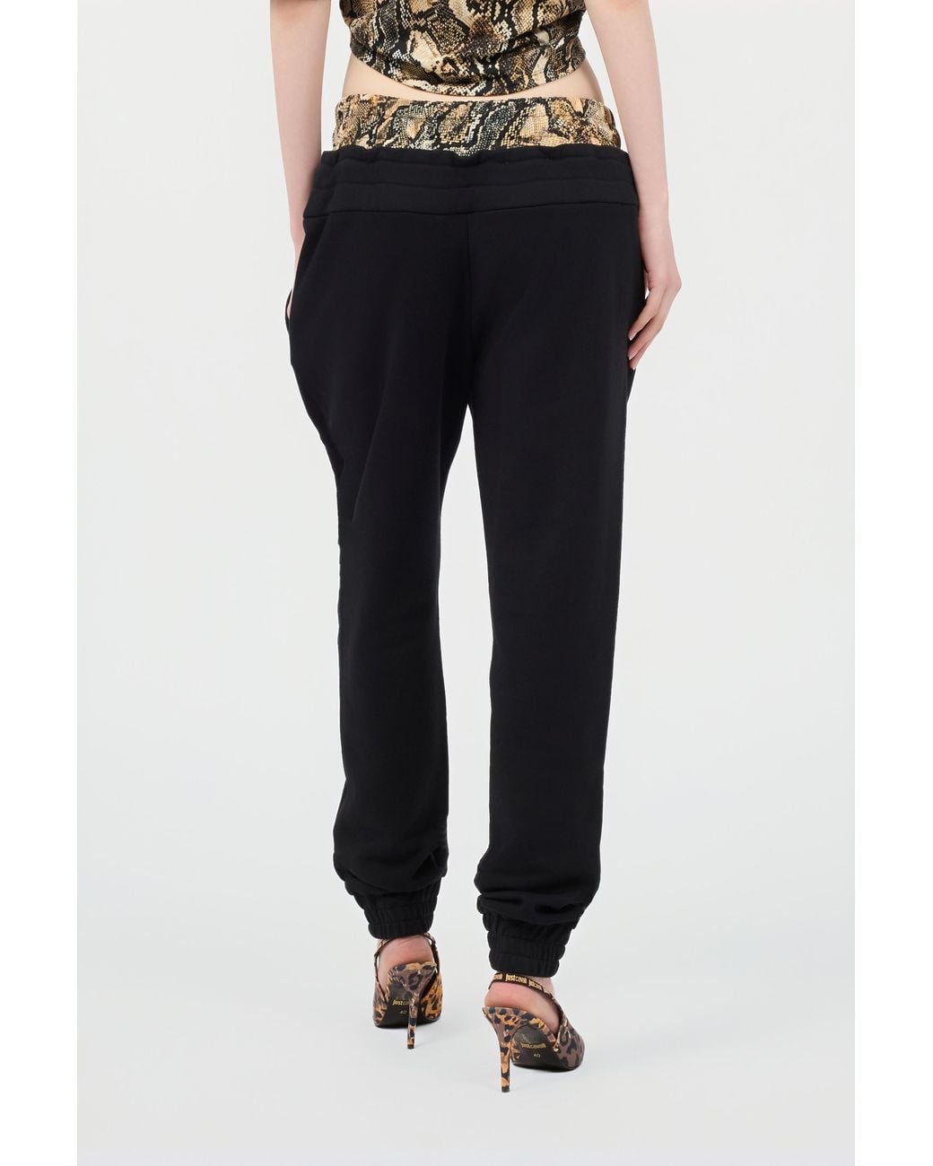 Roberto Cavalli Black Sporthose Mit Print Python Am Bund