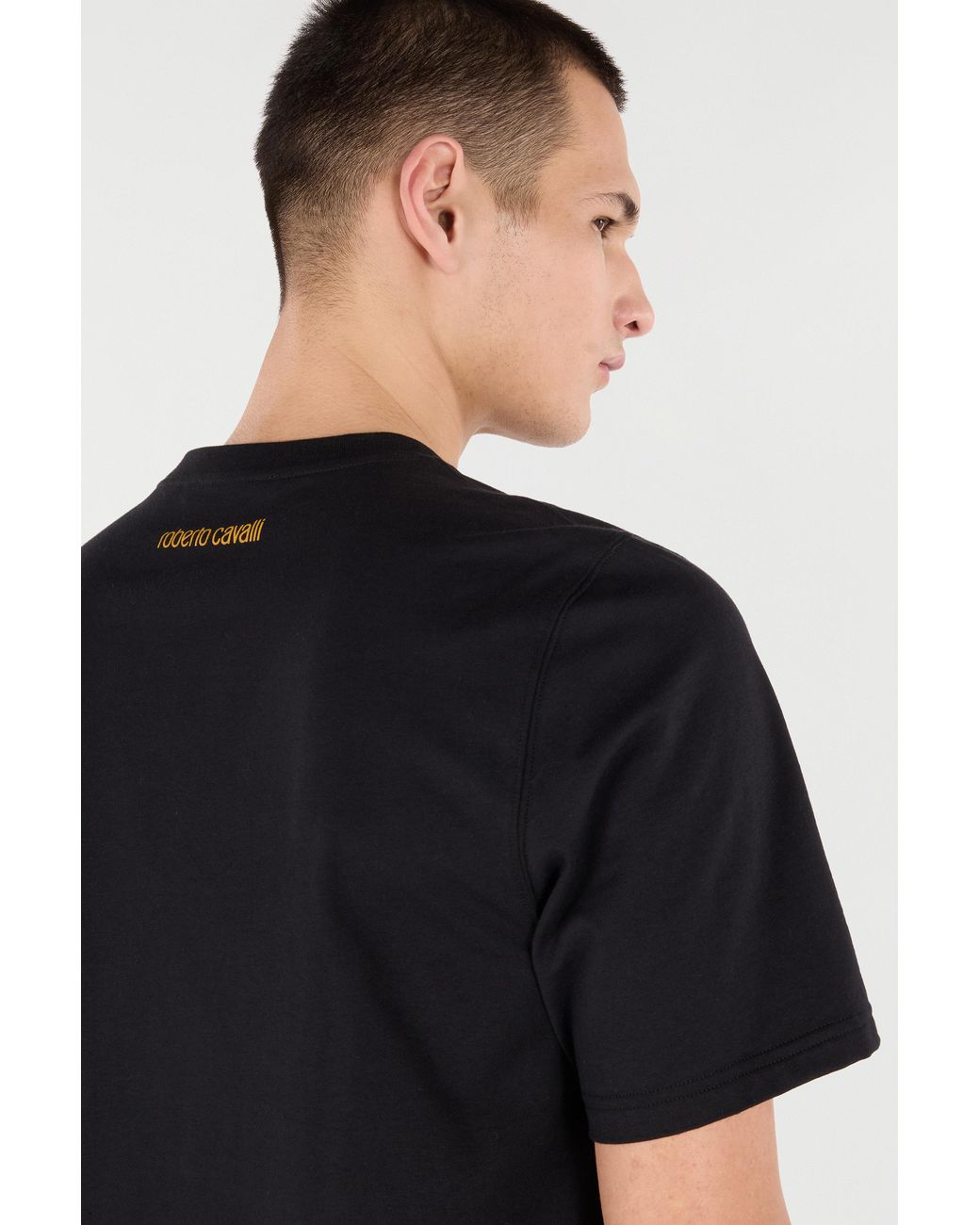 Roberto Cavalli Black Cotton T-Shirt With Tiger for men