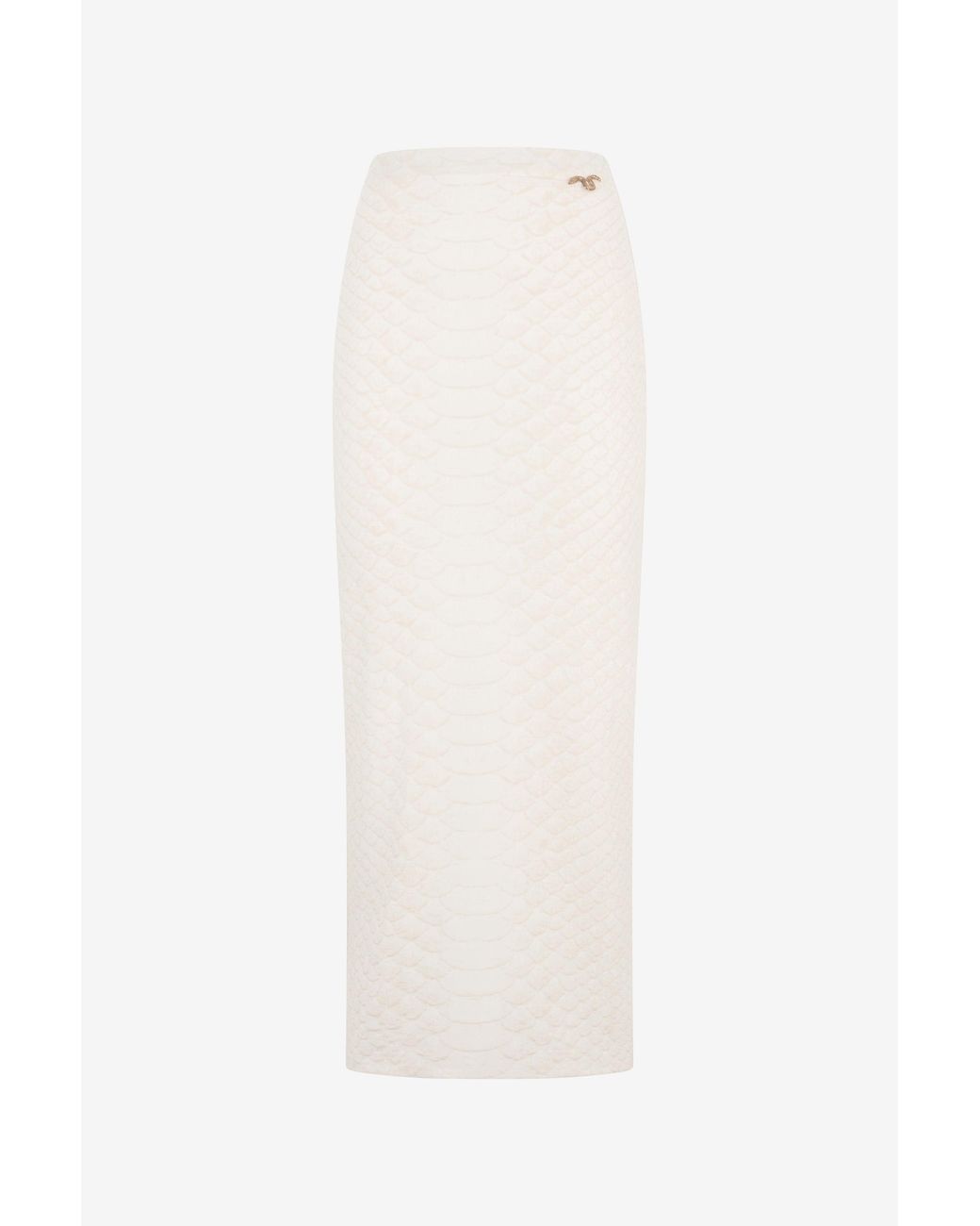 Roberto Cavalli White Serpentine Print Skirt