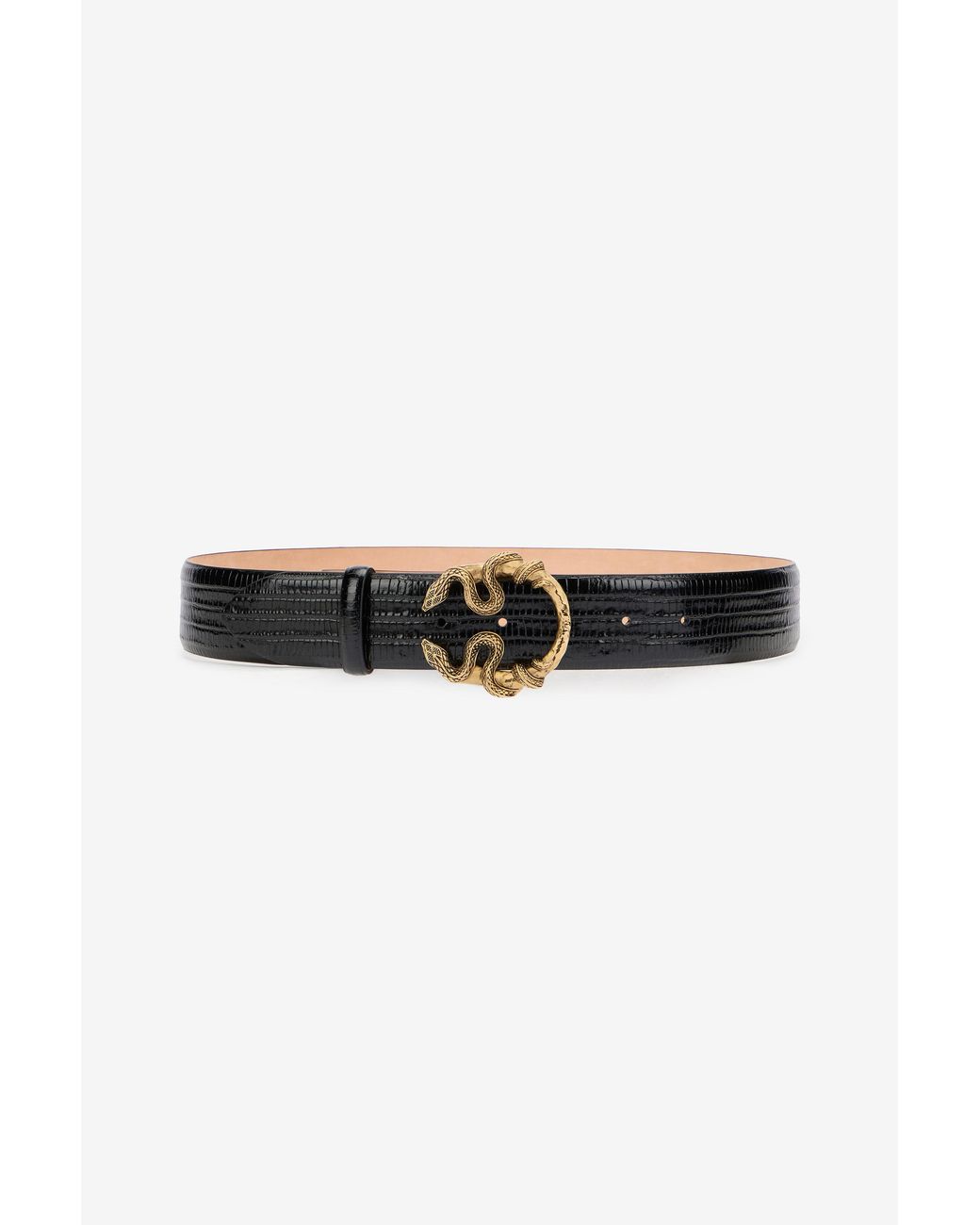Roberto Cavalli Black Serpentine Leather Belt