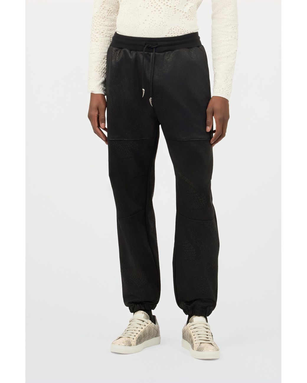 Roberto Cavalli Black Sports Pants With Python Print for men