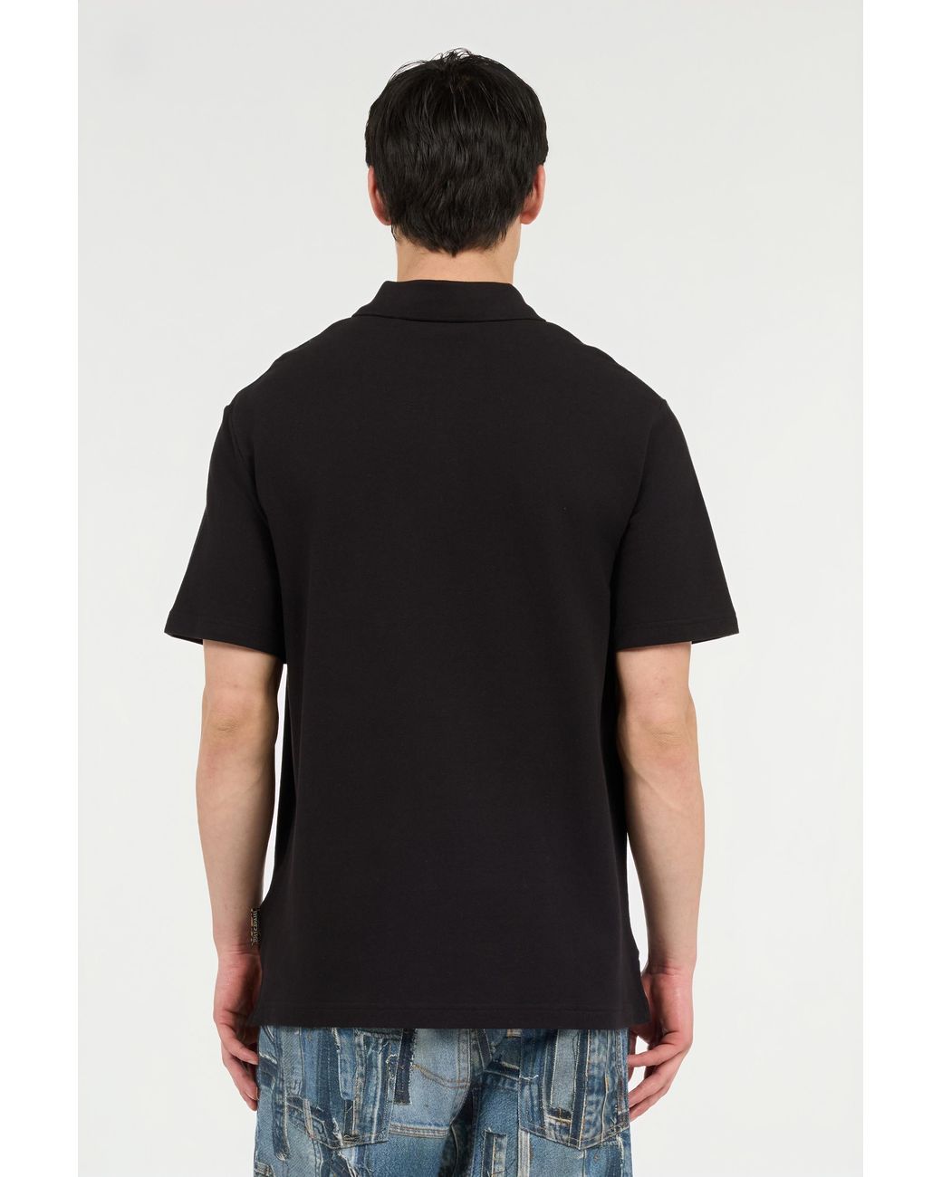 Roberto Cavalli Black Polo With Jc Monogram Embroidery for men