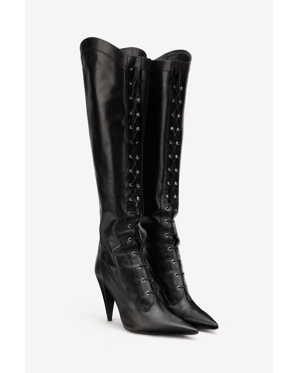Roberto Cavalli Black Leather High Heel Boots