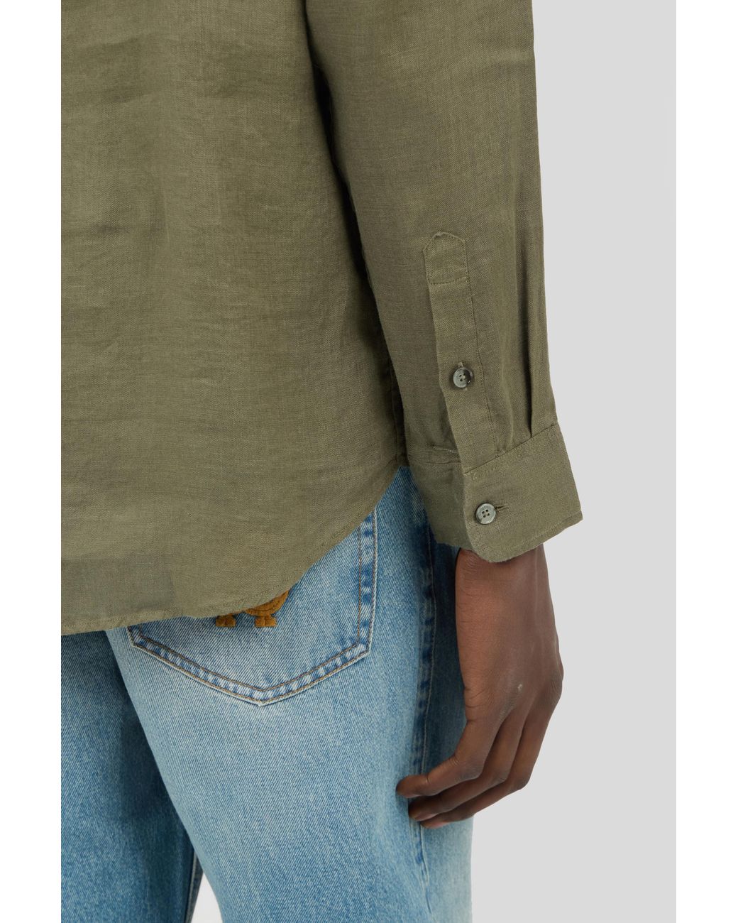 Roberto Cavalli Green Military Linen Shirt for men