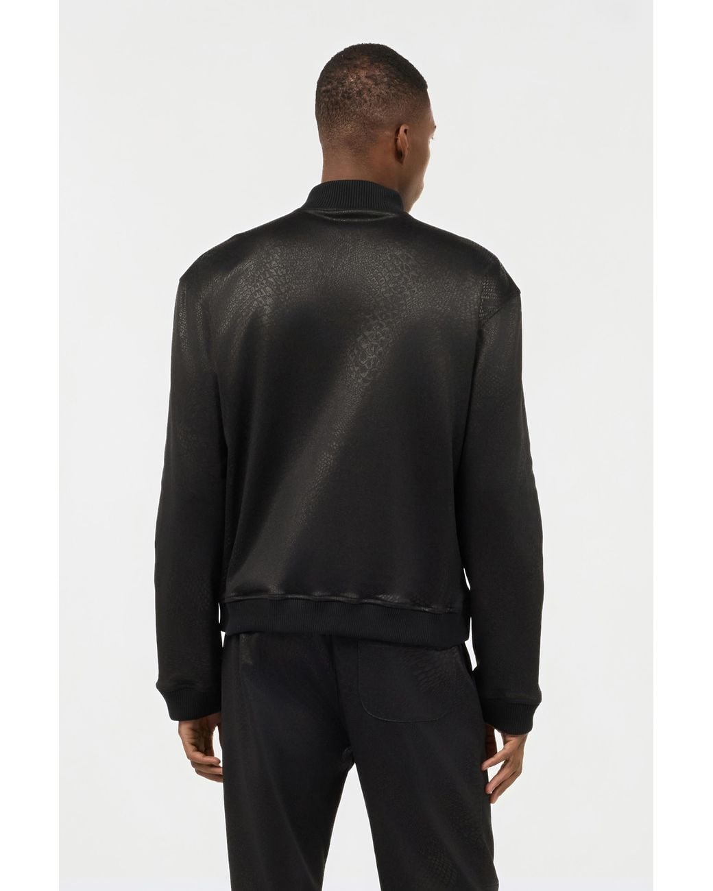 Roberto Cavalli Black Full-Zip Sweatshirt With Python Print for men