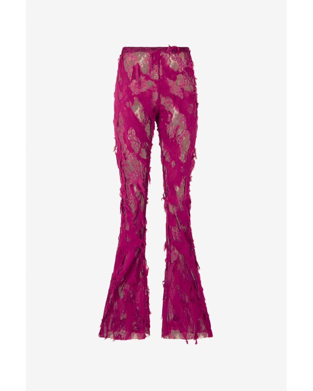Roberto Cavalli Pink Pants With Destroyed-Effect Lace