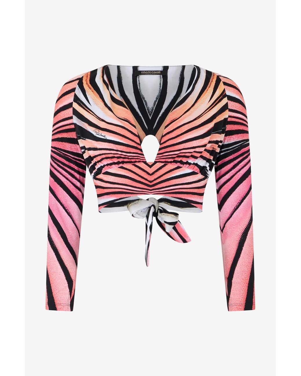 Roberto Cavalli Red Ray Of Paradise Print Crop Top