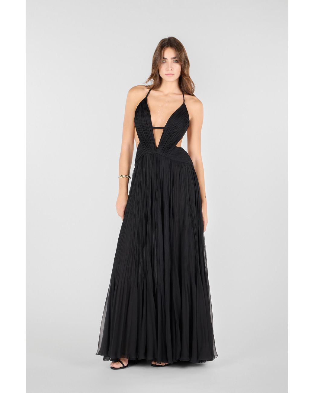 Roberto Cavalli Black Draped Backless Silk Dress