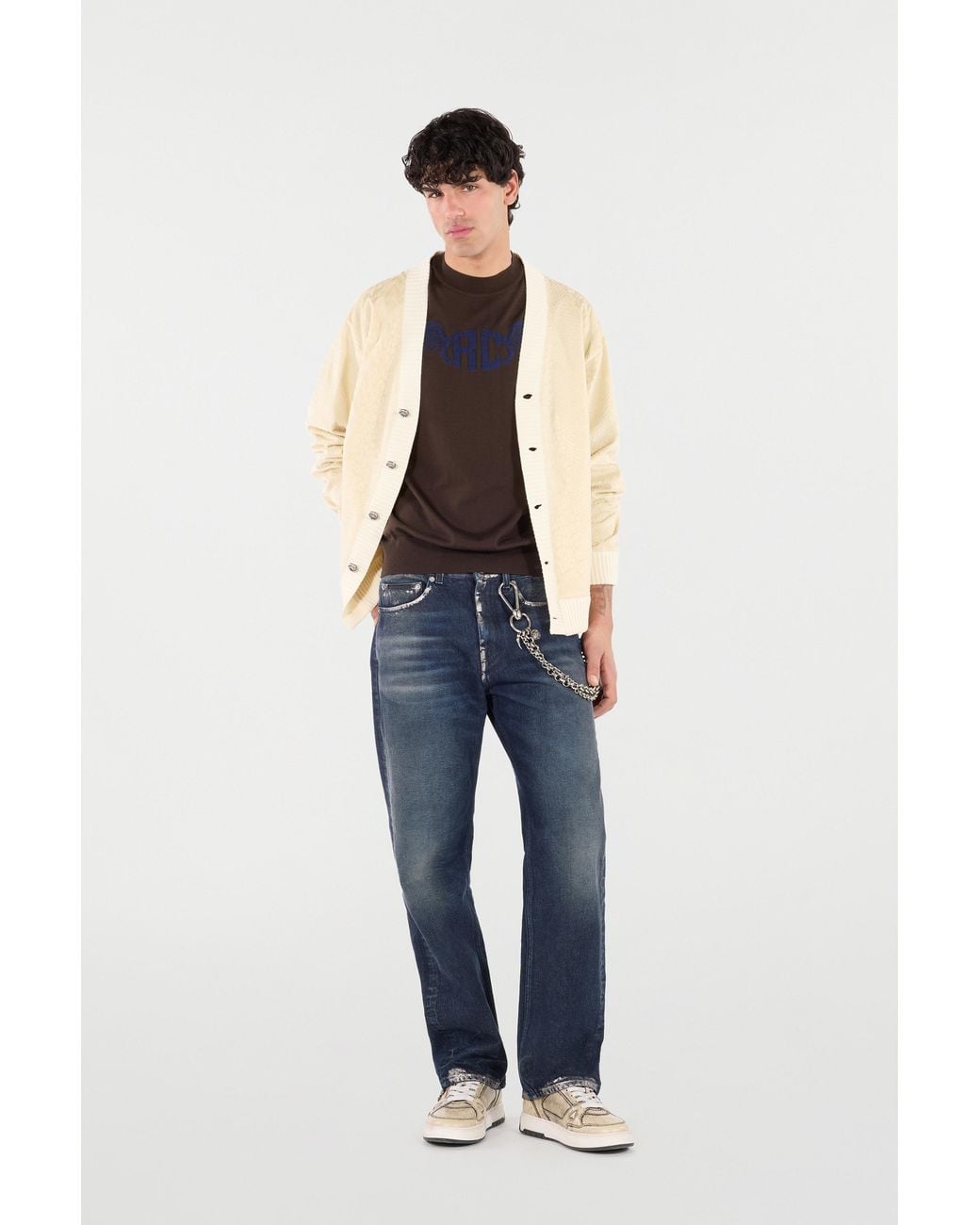 Roberto Cavalli Brown Wool Sweater With Winged Logo for men