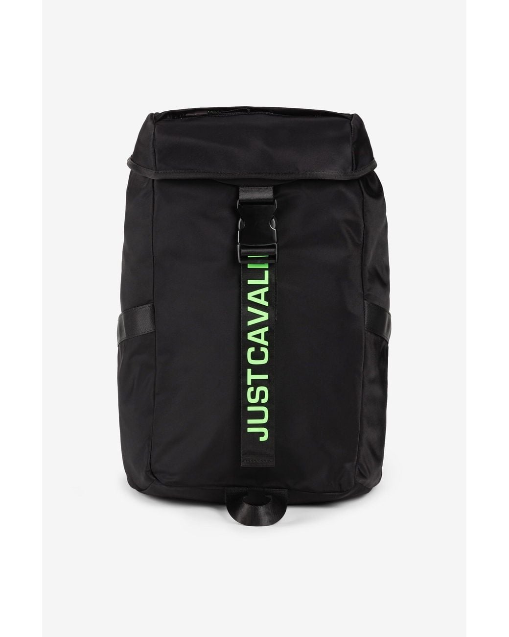Roberto Cavalli Black Just Cavalli Logo-Print Backpack for men