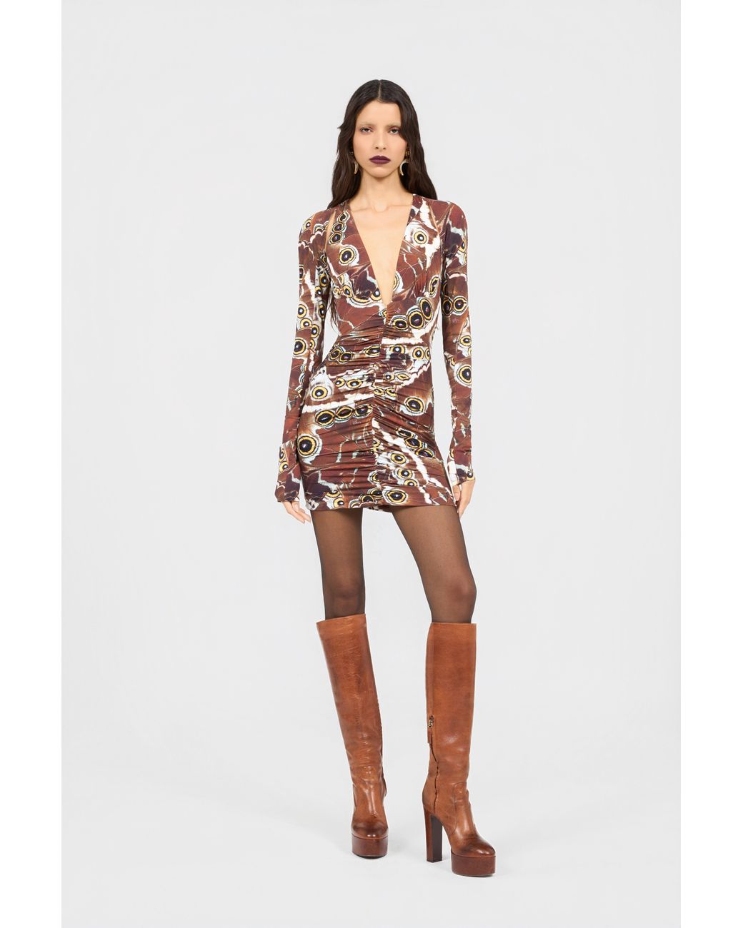 Roberto Cavalli Multicolor Mini Butterfly Print Dress