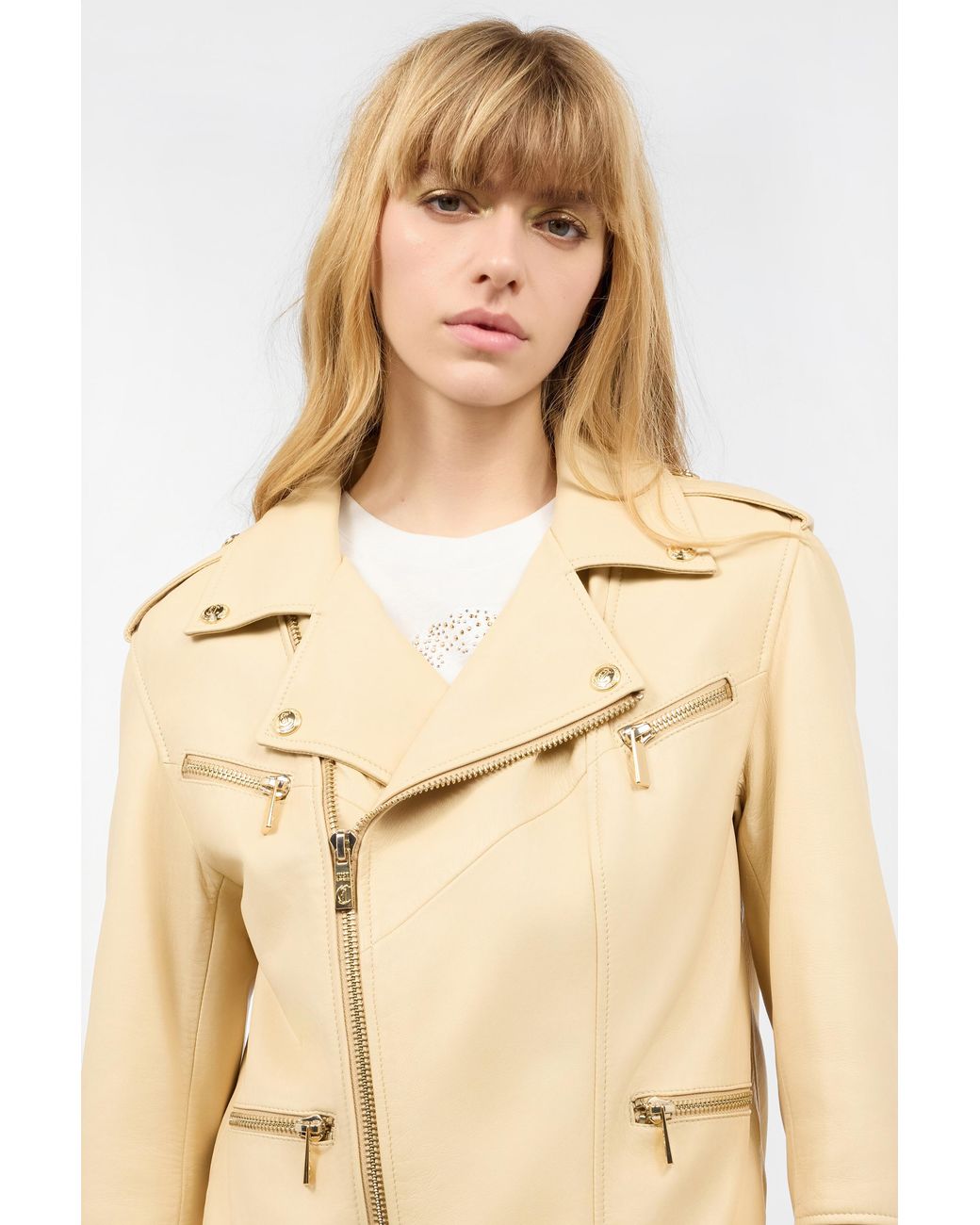 Roberto Cavalli Natural Jacket With Studded Logo