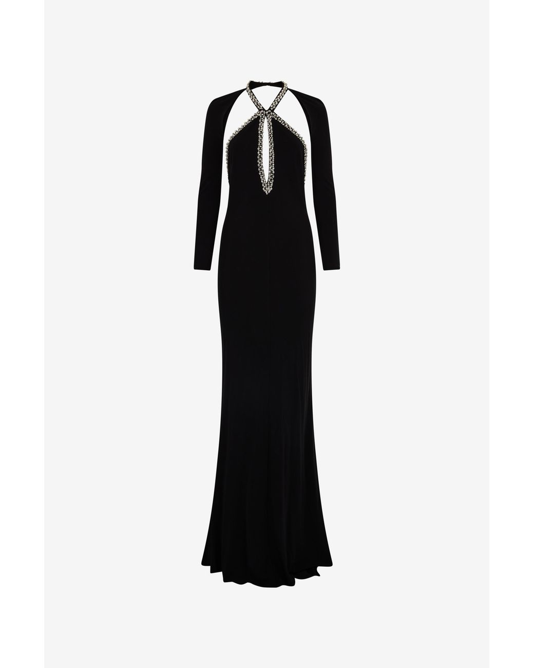 Roberto Cavalli Black Long Dress With Crystals