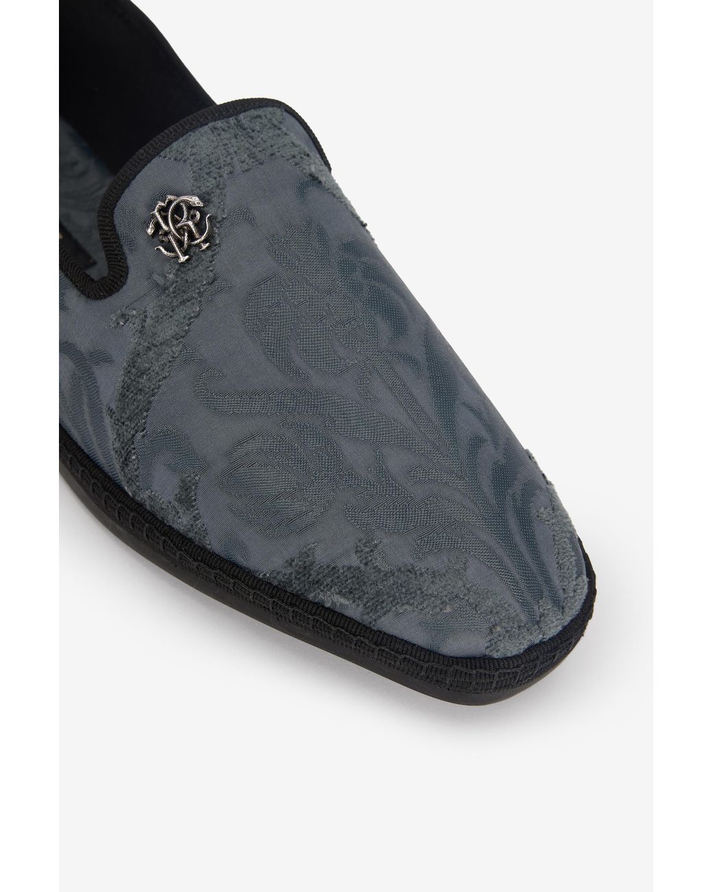 Roberto Cavalli Black Jacquard Slip-On Shoes for men