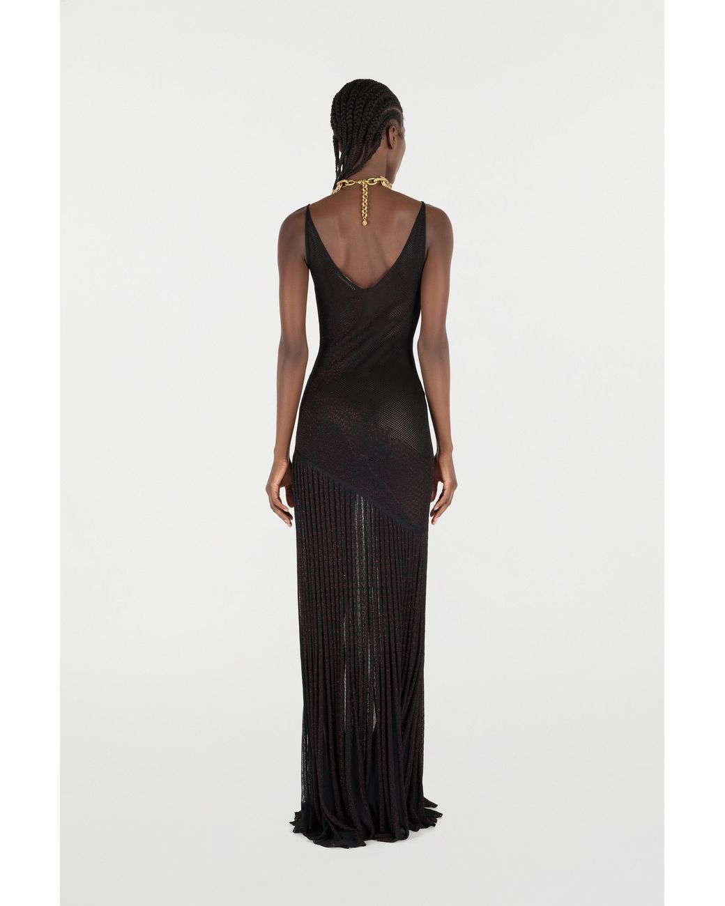 Roberto Cavalli Black Long Dress With Dragon