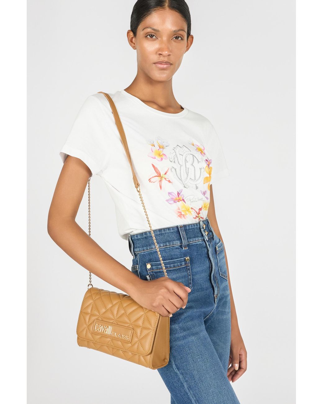 Roberto Cavalli Natural Bag With Cavalli Class Chain Shoulder Strap