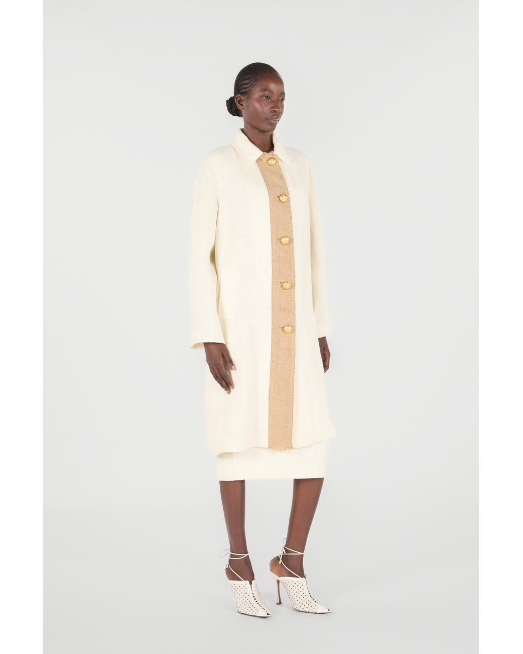 Roberto Cavalli White Wall Print Coat