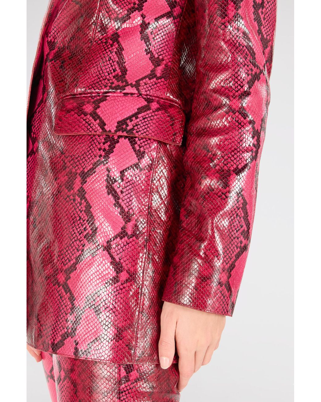 Roberto Cavalli Pink Shiny Python-Print Jacket