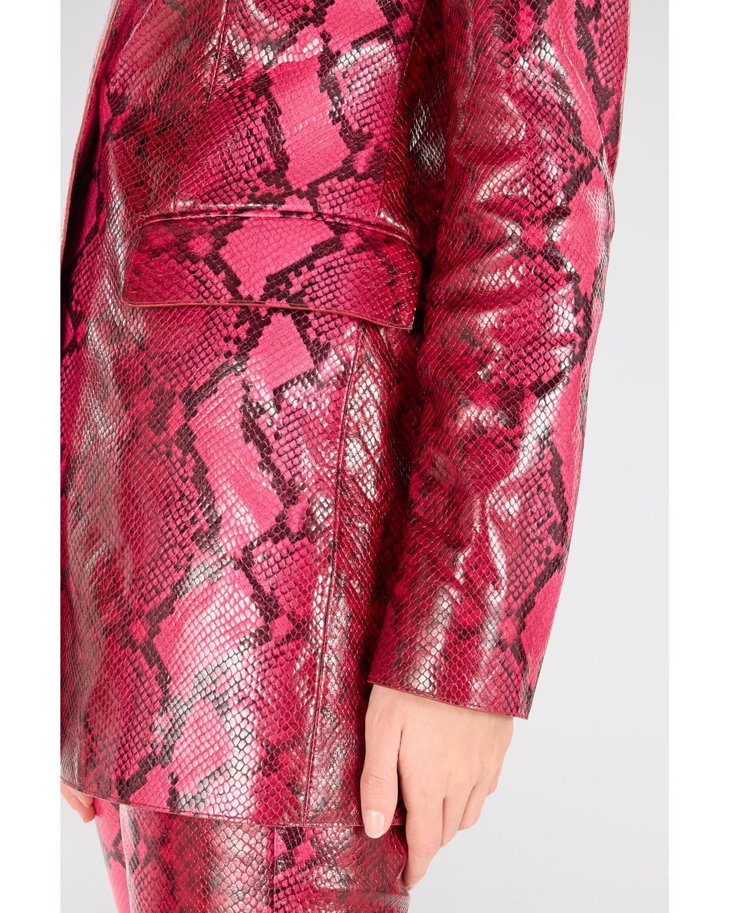 Roberto Cavalli Pink Shiny Python-Print Jacket