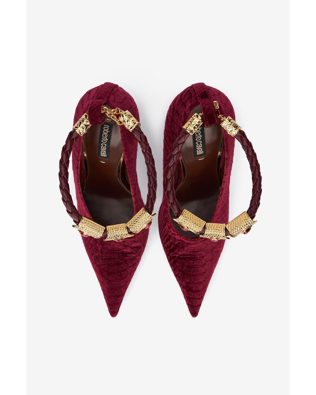 Roberto Cavalli Red Burgundy Pumps With Strap