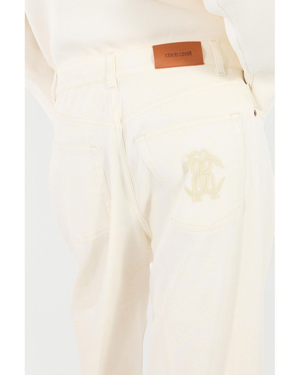 Pantalon Palazzo À Imprimé Python Roberto Cavalli en coloris White