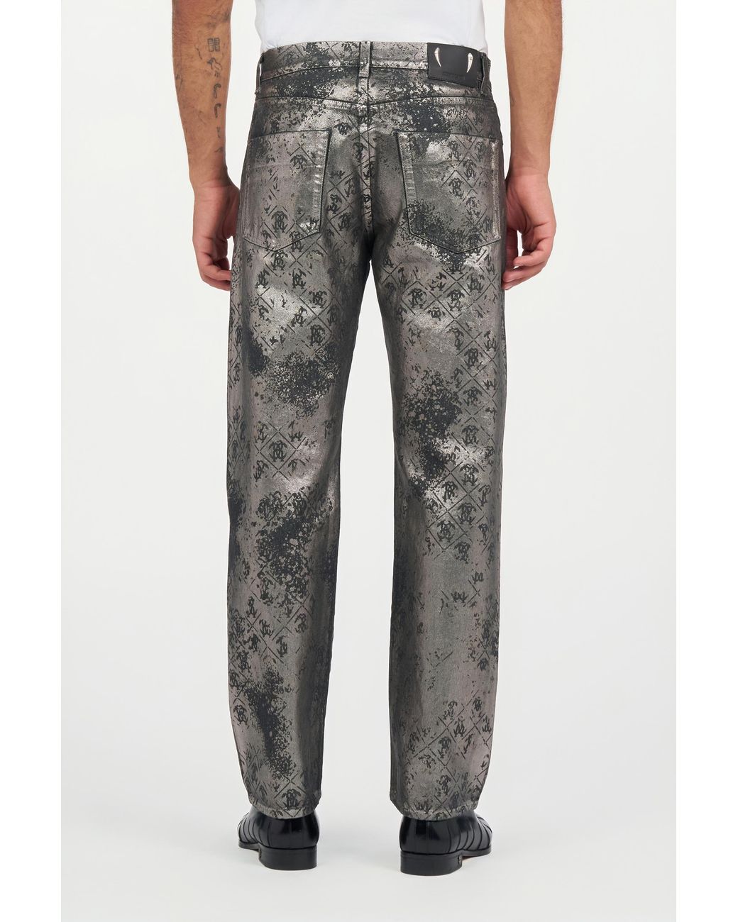 Roberto Cavalli Gray Monogram Trousers for men