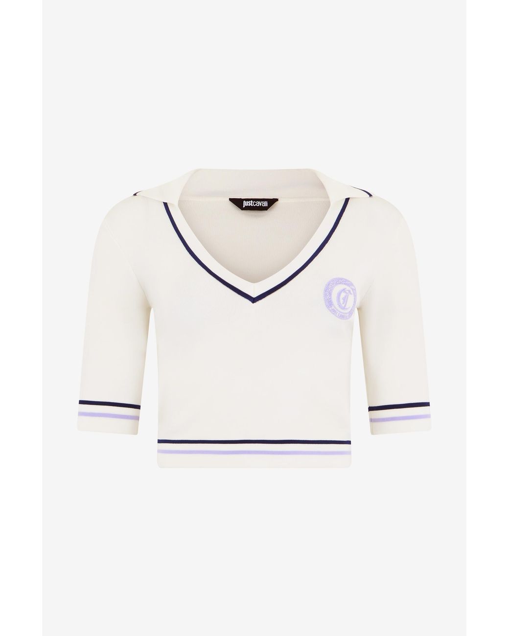 Roberto Cavalli White Knit Crop Top