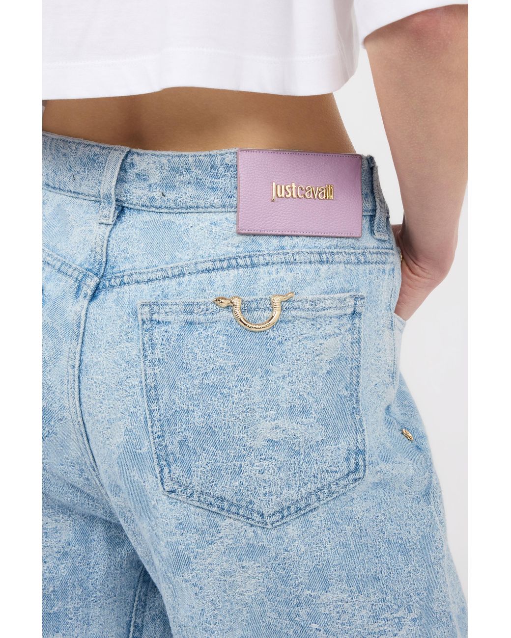 Roberto Cavalli Blue Wide-Leg Denim Trousers
