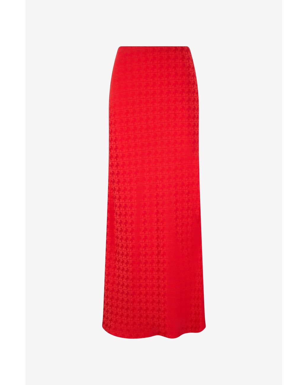 Roberto Cavalli Red Long Skirt With Jacquard Monogram Print