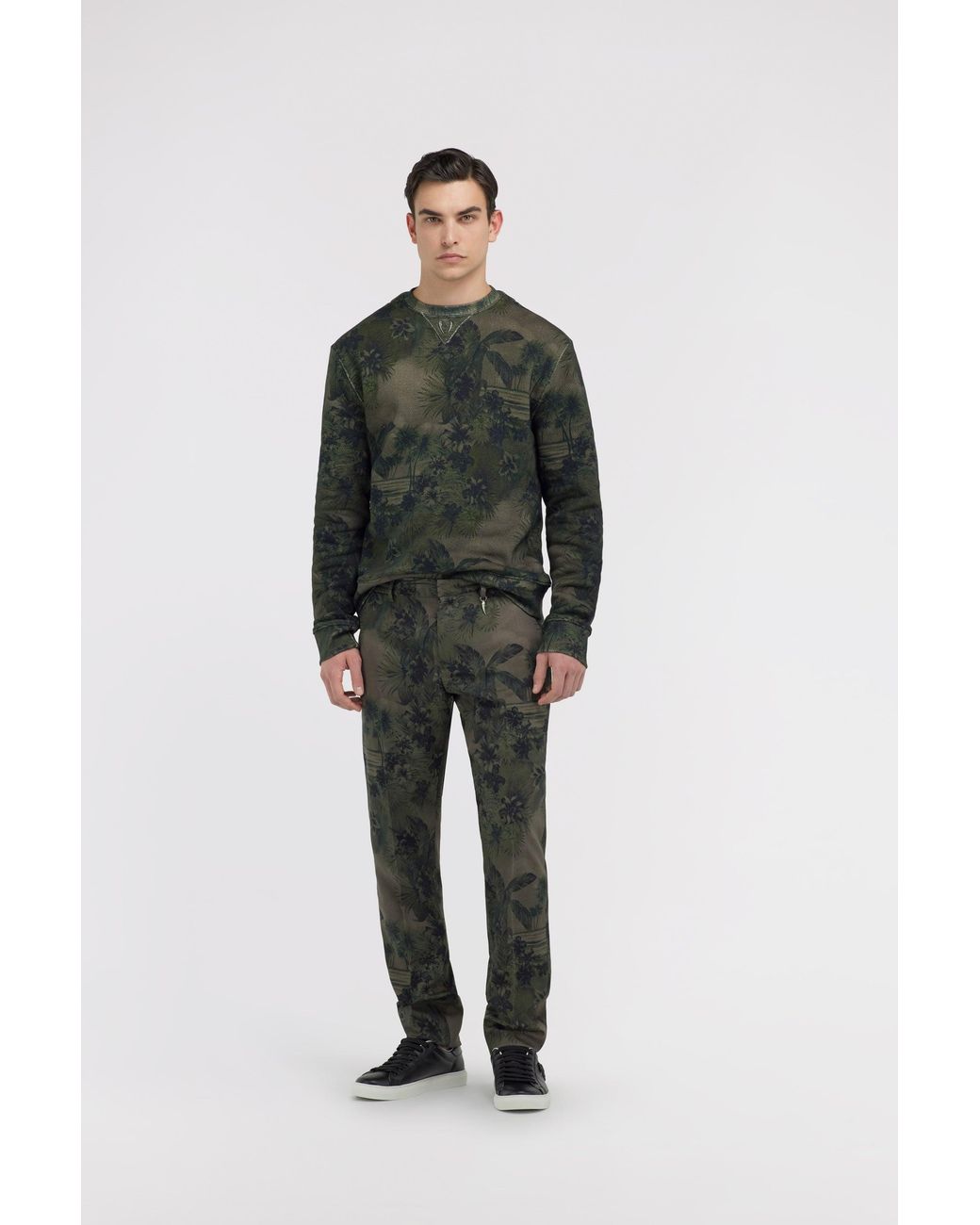 Roberto Cavalli Green Hawaii Printed Sweatshirt for men