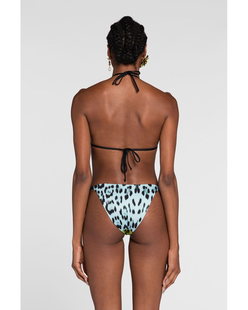 Roberto Cavalli Blue Jaguar-Print Bikini Briefs