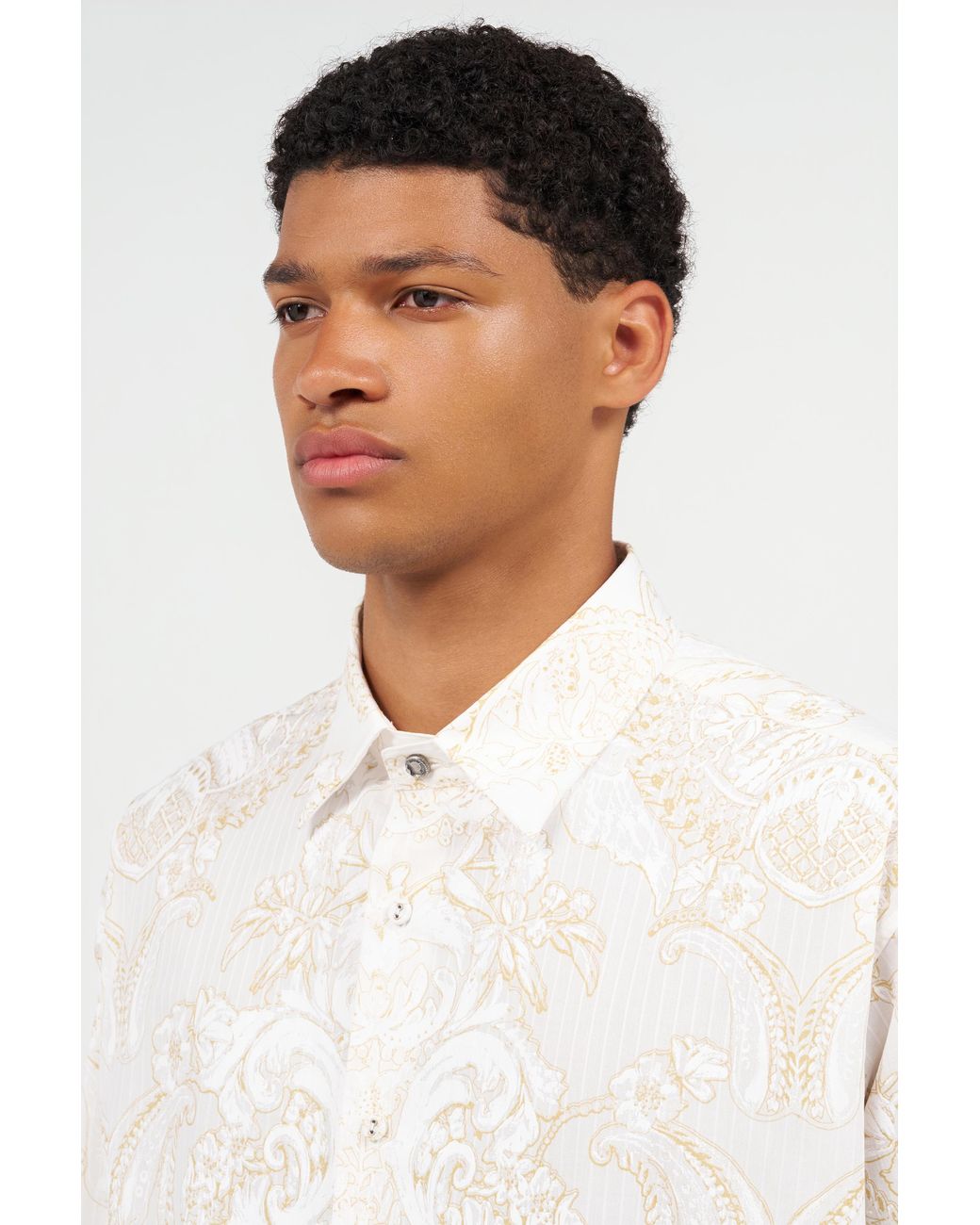 Roberto Cavalli White Shirt With Ornamental Motif for men
