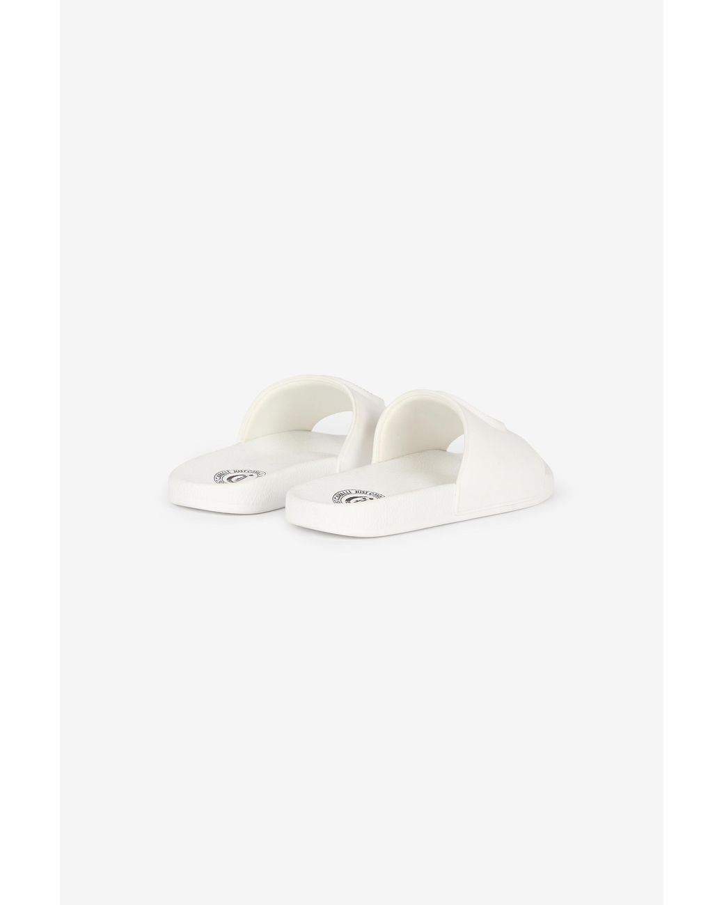 Roberto Cavalli White Sliders With Jc Monogram And Logo